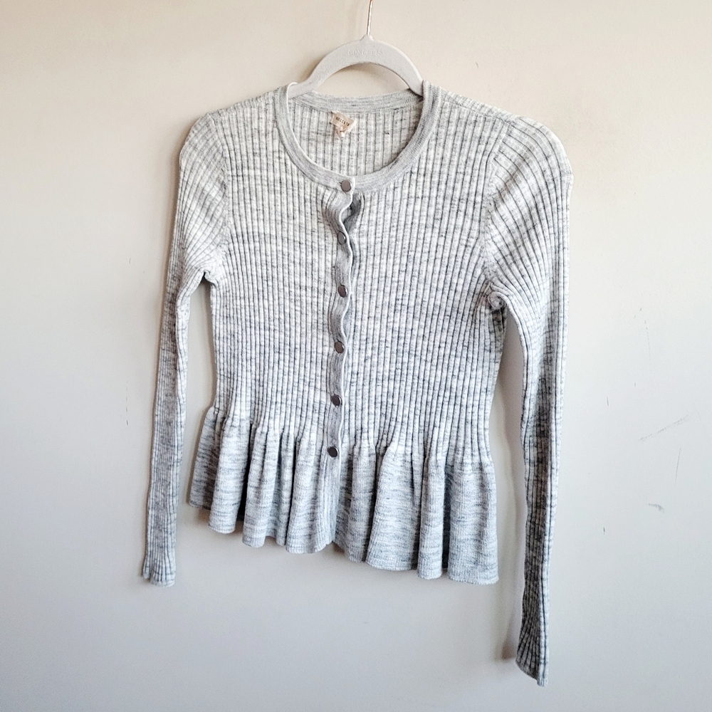 Rebecca Peplum Ribbed Cardigan Sweater - Picture 3 of 7